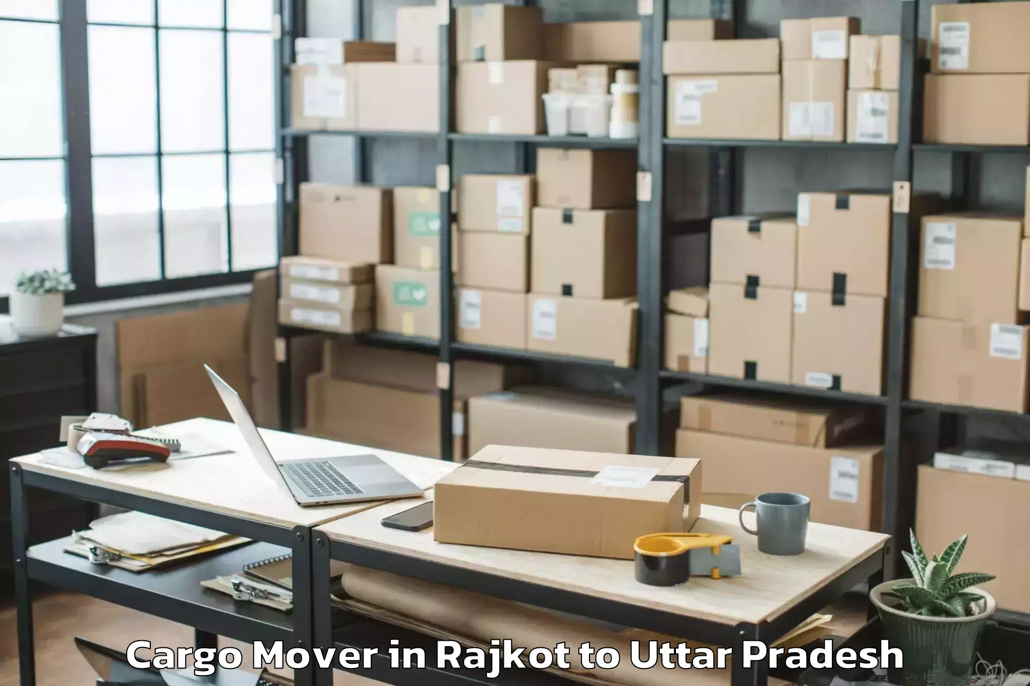 Top Rajkot to Barkhera Kalan Cargo Mover Available